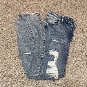 Light Blue Skinny Jeans with Distressing and Vintage Look